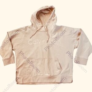 Calvin Klein Hooded Sweatshirt in a blush/soft peach color size XXL